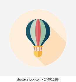 Transportation hot air ballon flat icon with long shadow,eps10