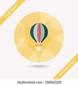 Transportation hot air ballon flat icon with long shadow,eps10