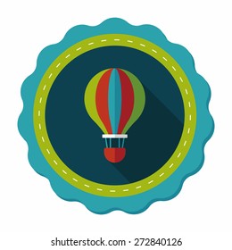 Transportation hot air ballon flat icon with long shadow,eps10