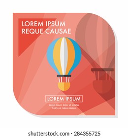Transportation hot air ballon flat icon with long shadow,eps10
