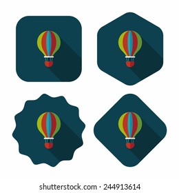 Transportation hot air balloon flat icon with long shadow,eps10