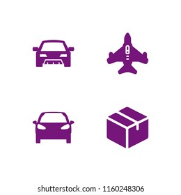 transportation icon. 4 transportation set with package, jet, traffic and automobile vector icons for web and mobile app