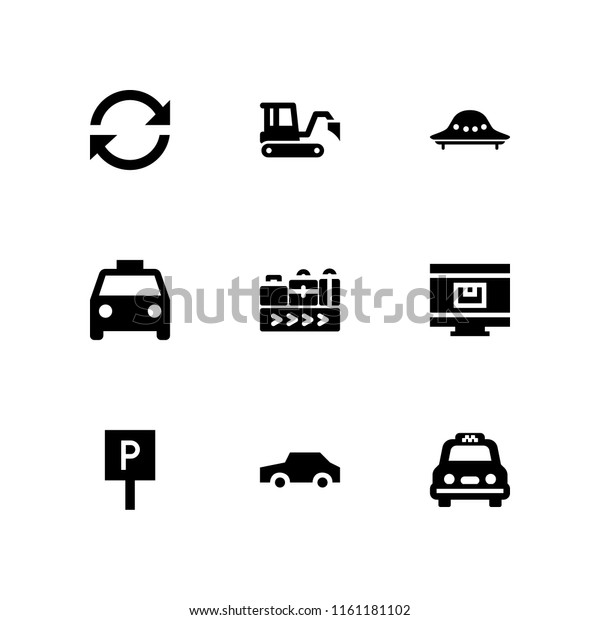 transportation\
icon. 9 transportation set with conveyor belt, taxi, transport and\
car vector icons for web and mobile\
app