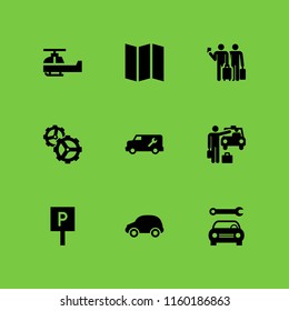 transportation icon. 9 transportation set with mechanic, travel, taxi and truck vector icons for web and mobile app