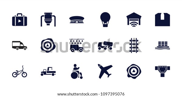 Transportation icon. collection of 18\
transportation filled icons such as airport, road, concrete mixer,\
air balloon. editable transportation icons for web and\
mobile.