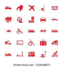 Transportation icon. collection of 25 transportation filled icons such as tunnel, airport tower, kick scooter. editable transportation icons for web and mobile.