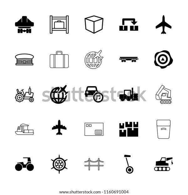 Transportation icon. collection of 25
transportation filled and outline icons such as plane, forklift,
cargo wagon. editable transportation icons for web and
mobile.