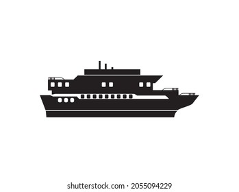 transportation icon, cruise ship vector silhouette