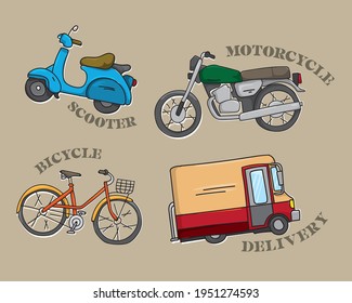 Transportation icon doodle design vehicles vector art