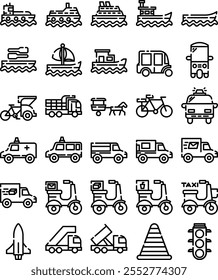 Transporte Icon Pack en estilo Cutline