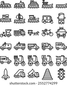 Transportation Icon Pack in Line Style