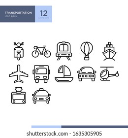 Transportation icon pack in outline style