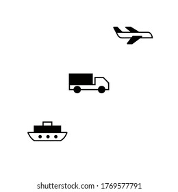 Transportation icon. Plane, car, ships vector. Distribution and delivery truck