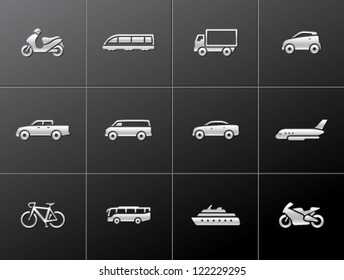 Transportation icon series in metallic style