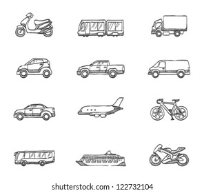 Transportation icon series in sketch