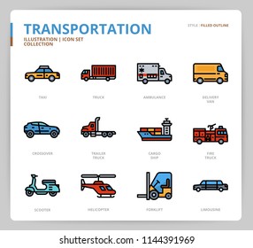 Transportation icon set