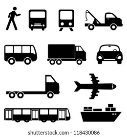 Transportation icon set in black