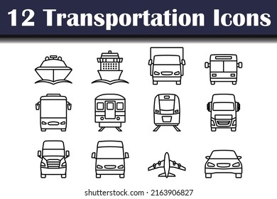 Transportation Icon Set. Bold outline design with editable stroke width. Vector Illustration.