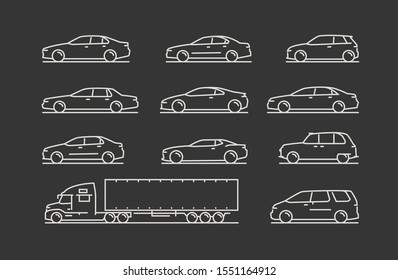 Transportation icon set. Car, truck symbol. Vector illustration
