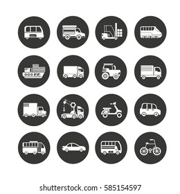 transportation icon set in circle buttons