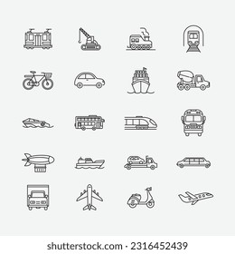 Transportation Icon Set Collection, Editable Simple Design, Simple Illustration Elements
