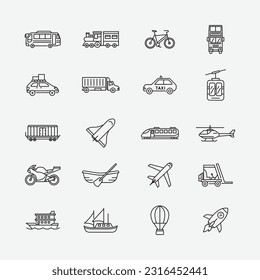 Colección de conjunto de iconos de transporte, diseño simple editable, elementos de ilustración simples