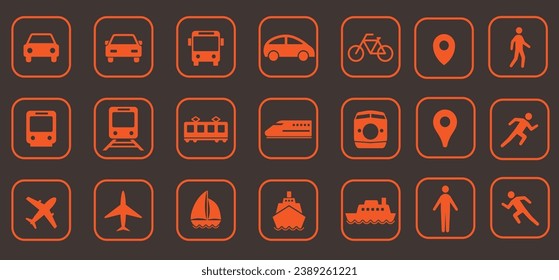 Transportation icon set collection. Simple set of symbols vector illustration. 