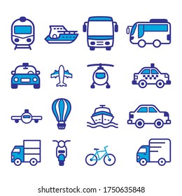 transportation icon set color style design
