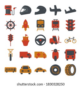 Transportation Icon Set Color Style Design Vector Template Illustration