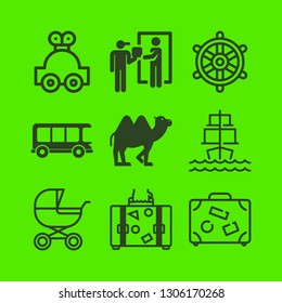 transportation icon set with delivery, camel and suitcase vector illustration