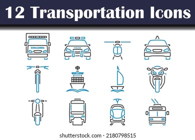 Verkehrssymbol-Set. Bearbeitbare, fette Rahmenlinie mit Farbfülldesign. Vektorgrafik.