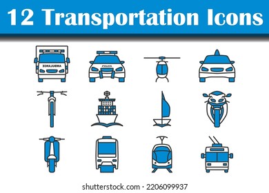 Verkehrssymbol-Set. Bearbeitbare, fette Rahmenlinie mit Farbfülldesign. Vektorgrafik.