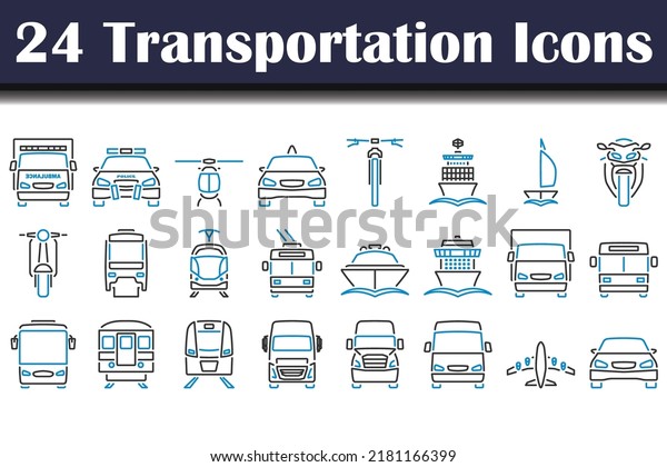 Transportation Icon Set. Editable Bold
Outline With Color Fill Design. Vector
Illustration.