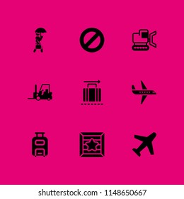 transportation icon set. forklift, luggage and no entry vector icon for graphic design and web