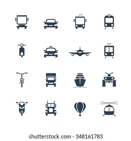 Transportation icon set, front view