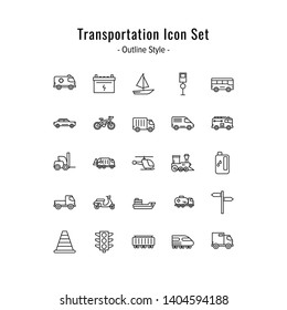 transportation icon set. transportation icons vector. outline icon style design