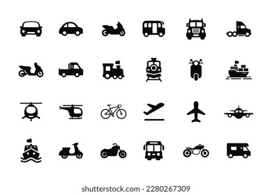 Transportation icon set isolated on white background