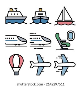 transportation icon set long distance