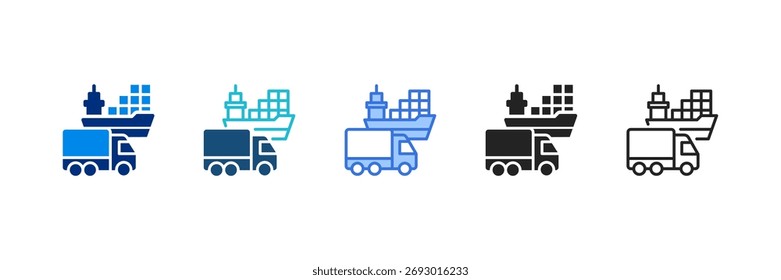 Transportation Icon Set Multiple Style Vector Illustration