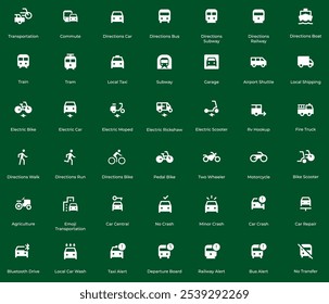 Transportation icon set. Navigation place on map. Solid icons collection. Minimal and modern symbol. Fit for map, digital navigation, directions, destination. Vector Eps 10.