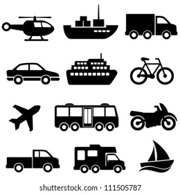 Transportation icon set on white background