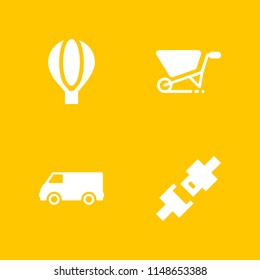 transportation icon set. seatbelt, wheelbarrow and hot air balloon vector icon for graphic design and web