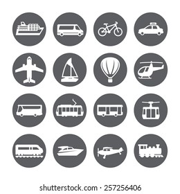 Transportation icon set. Silhouette. 