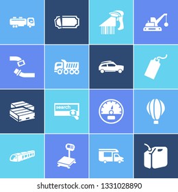 Transportation Icon Set And Tank Truck With Demolition Truck, Gas Can And Shipping Scales. Coupon Related Transportation Icon Vector For Web UI Logo Design.