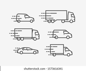 Transportation icon set. Transport, delivery symbol. Vector illustration