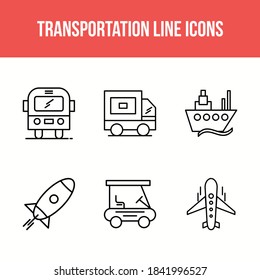 Conjunto de iconos de línea única para el transporte