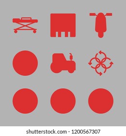 transportation icon set. vector set about tractor, caravan, battery and airscrew icons set.