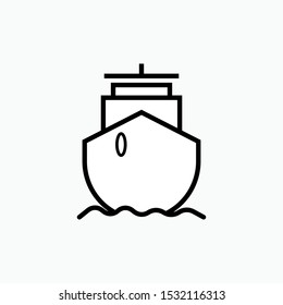 Transportation Icon : Ship - Vector, Sign and Symbol Presented in Line Art Style for Design, Presentation, Website or Apps Elements. 