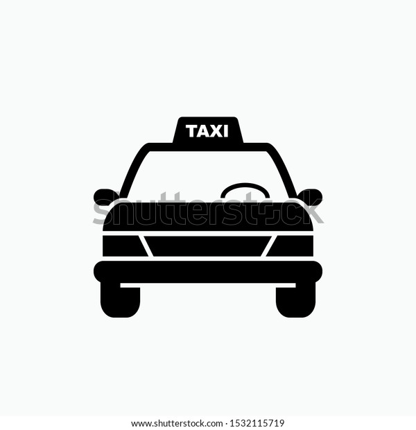 Transportation Icon : Taxi - Vector, Sign and Symbol\
Presented in Glyph Style for Design, Presentation, Website or Apps\
Elements.  