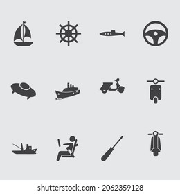 transportation icon vector design. Transportation outline icon set.